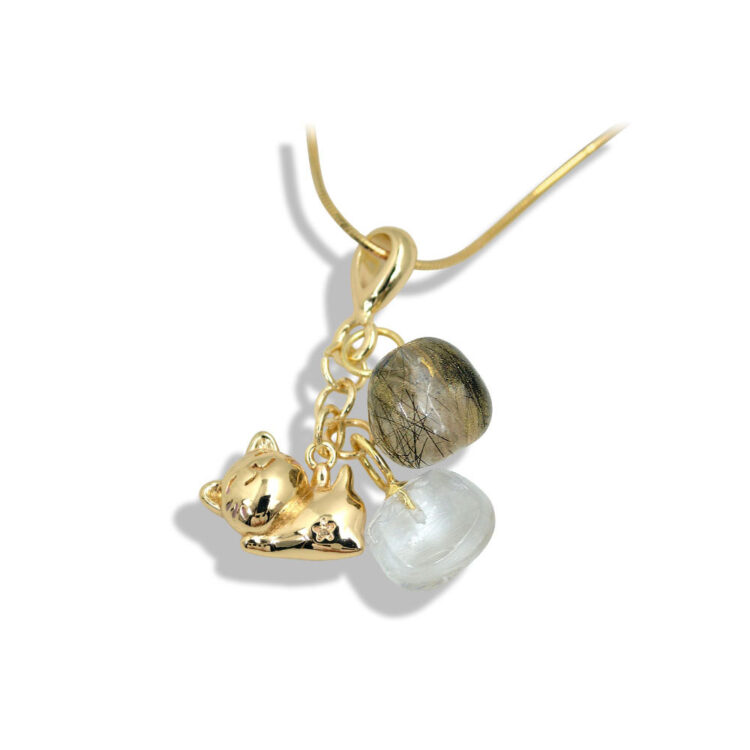 Crystal Heart & Cat Charm Necklace - 图片 2