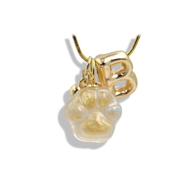 Paw Print Heart Initial Necklace - 图片 3