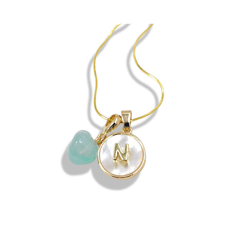 Jade Heart Shell Initial Necklace - 图片 3