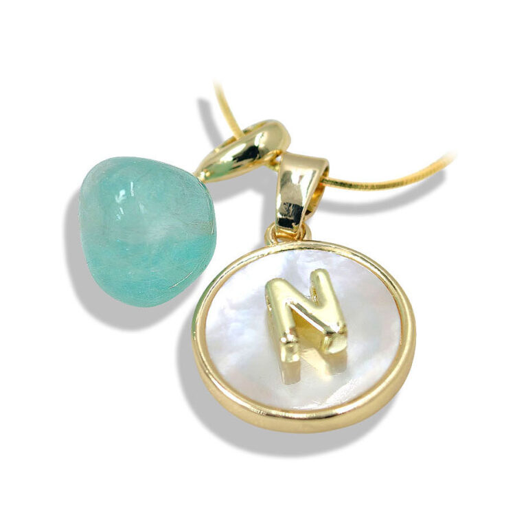 Jade Heart Shell Initial Necklace - 图片 2