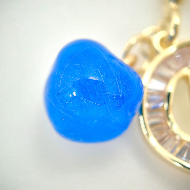 Blue Heart Crystal Initial Gold Necklace - 图片 5