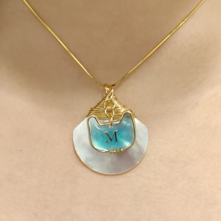 Shell Owl Initial Necklace - 图片 2